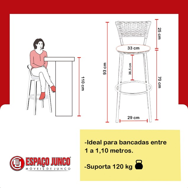 KIT 4 BANQUETAS ALTA FIBRA TODA ENCAPADA TABACO JUNCO