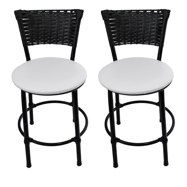 2 BANQUETAS BAIXA PRETO FIBRA SINTETICA CASA DECORÇÃO AREA GOURMET