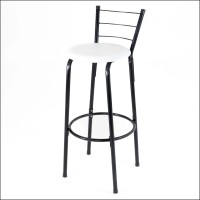 Banqueta Alta Elo com Estrutura em Aço Preto Encosto de 3 Arames e Assento Acolchoado para Bancada de Cozinha e Churrasqueira