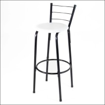 Banqueta Alta Elo com Estrutura em Aço Preto Encosto de 3 Arames e Assento Acolchoado para Bancada de Cozinha e Churrasqueira