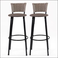 Kit 2 Banquetas Altas Elo Juncada Aço Preto Balcão Bancada Ilha Área Gourmet