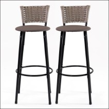 Kit 2 Banquetas Altas Elo Juncada Aço Preto Balcão Bancada Ilha Área Gourmet